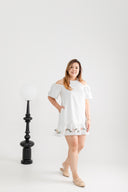 Embroidery Posies Hem Dress (White) - édition limitée