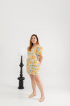 Ruched Dress-Romper (Calendula Foliage)