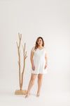 Front Zip Lace-back Romper (White)