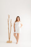 Front Zip Lace-back Romper (White)