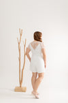 Front Zip Lace-back Romper (White)