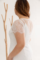 Front Zip Lace-back Romper (White)