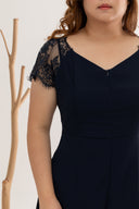 Front Zip Lace-back Romper (Navy)