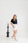 Soft Ribbed Cotton Tee (Navy)