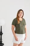 Soft Ribbed Cotton Tee (Olive)