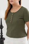 Soft Ribbed Cotton Tee (Olive)