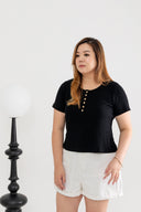 Soft Ribbed Cotton Tee (Black)