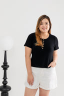 Soft Ribbed Cotton Tee (Black)