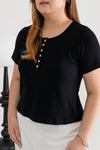 Soft Ribbed Cotton Tee (Black)