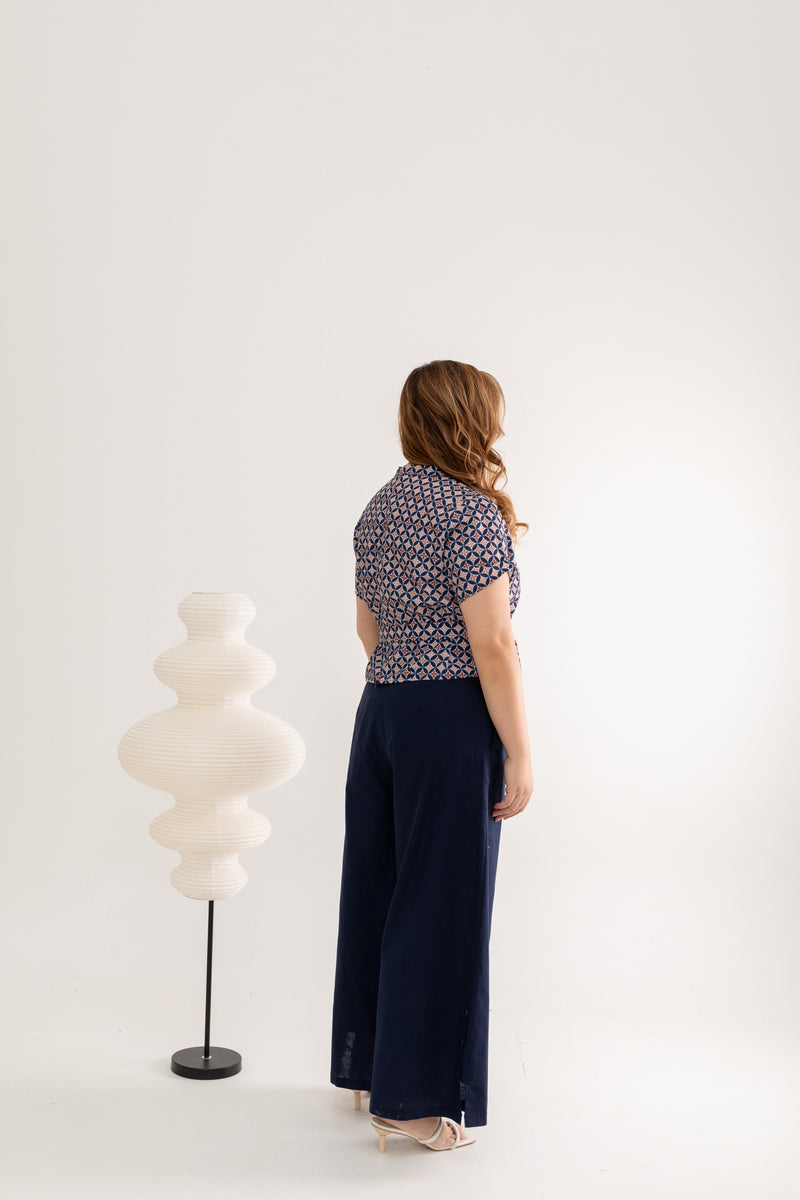 Panel Button Pants (Navy Blue)