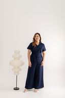 Mandarin Collar Top (Navy Blue)