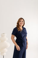 Mandarin Collar Top (Navy Blue)