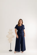 Mandarin Collar Top (Navy Blue)