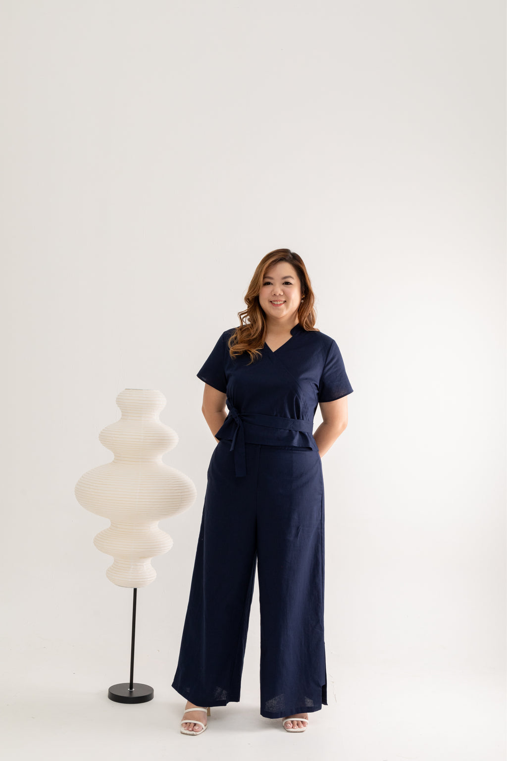Panel Button Pants (Navy Blue)