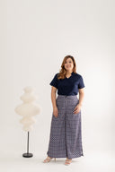 Mandarin Collar Top (Navy Blue)