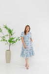Blossom Floral Embroidery Dress (Blue)