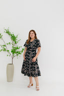 Blossom Floral Embroidery Dress (Black)