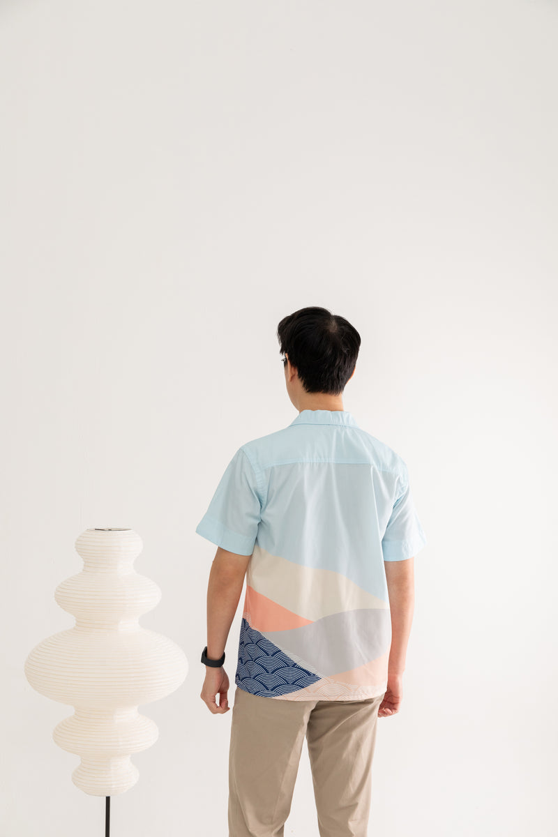 Édition Limitée Printed Collared Shirt (Sky Blue)