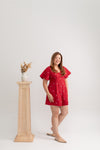 V-neck Embroidery Romper (édition limitée print - Red)