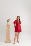 V-neck Embroidery Romper (édition limitée print - Red)