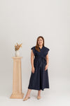 Eyelet Batwing Midi Jumpsuit (Navy)