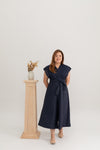 Eyelet Batwing Midi Jumpsuit (Navy)