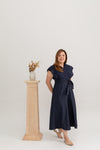 Eyelet Batwing Midi Jumpsuit (Navy)