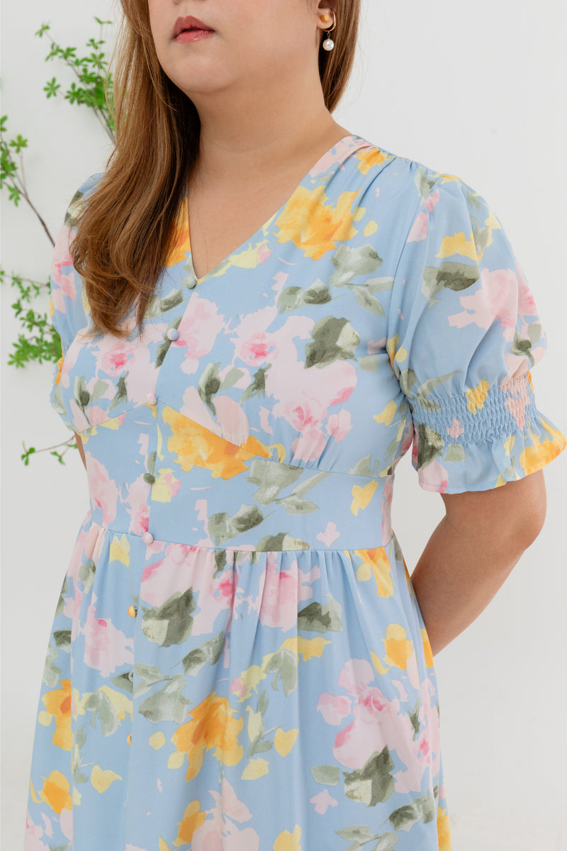 Rose Petals Empire Dress (Blue)