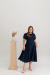 Organza Grace Dress (Navy Leaf Embroidery)