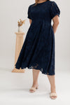 Organza Grace Dress (Navy Leaf Embroidery)