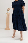 Organza Grace Dress (Navy Leaf Embroidery)