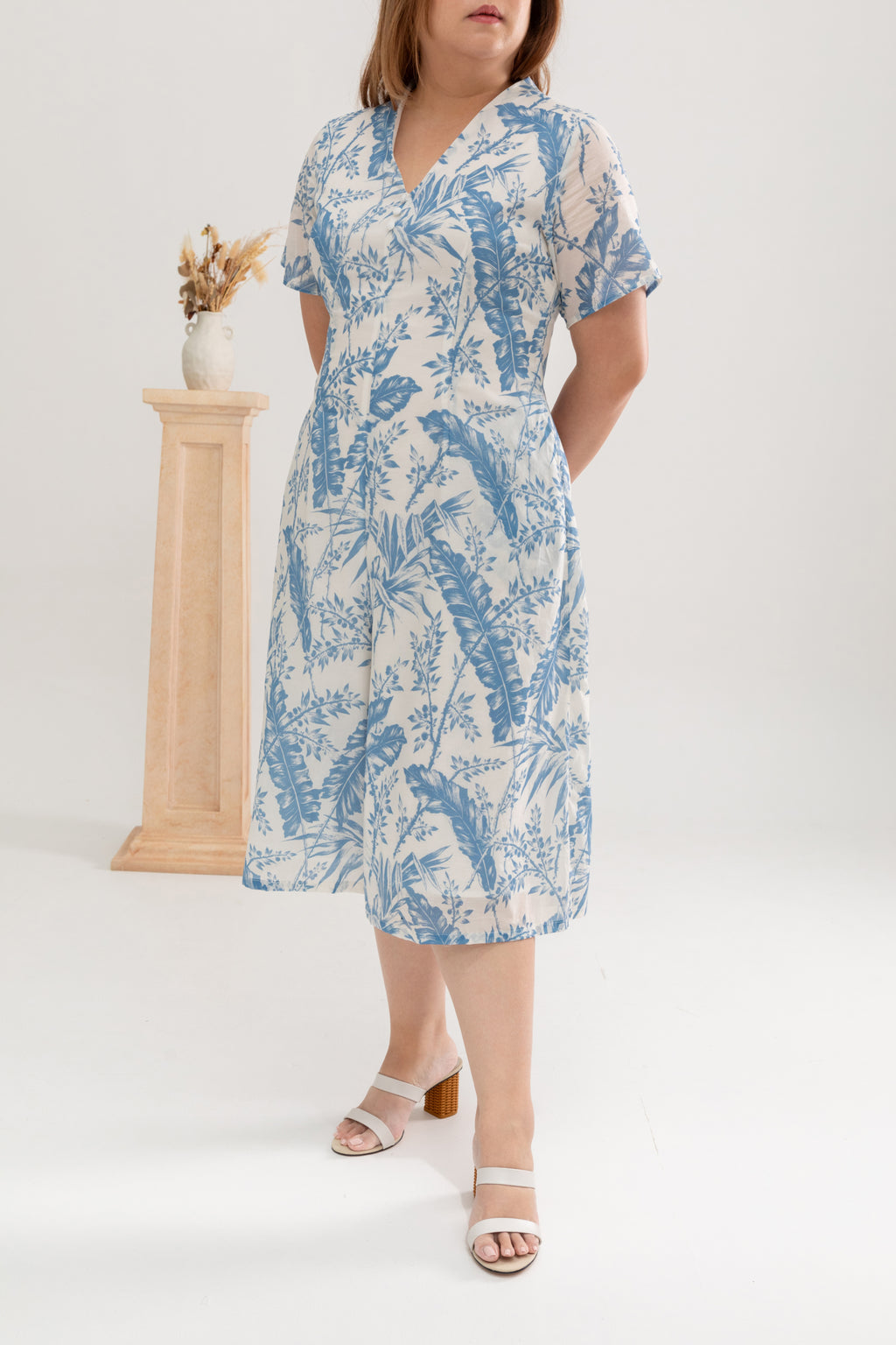 Rhoda Floral Midi Jumpsuit (Tropical Blue)