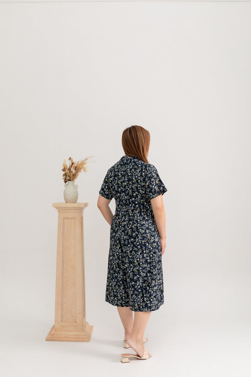 Rhoda Floral Midi Jumpsuit (Navy)