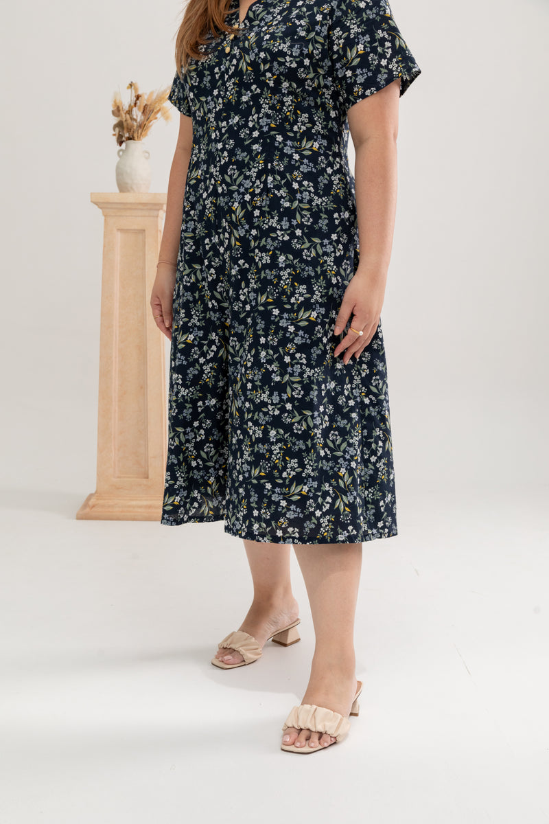 Rhoda Floral Midi Jumpsuit (Navy)