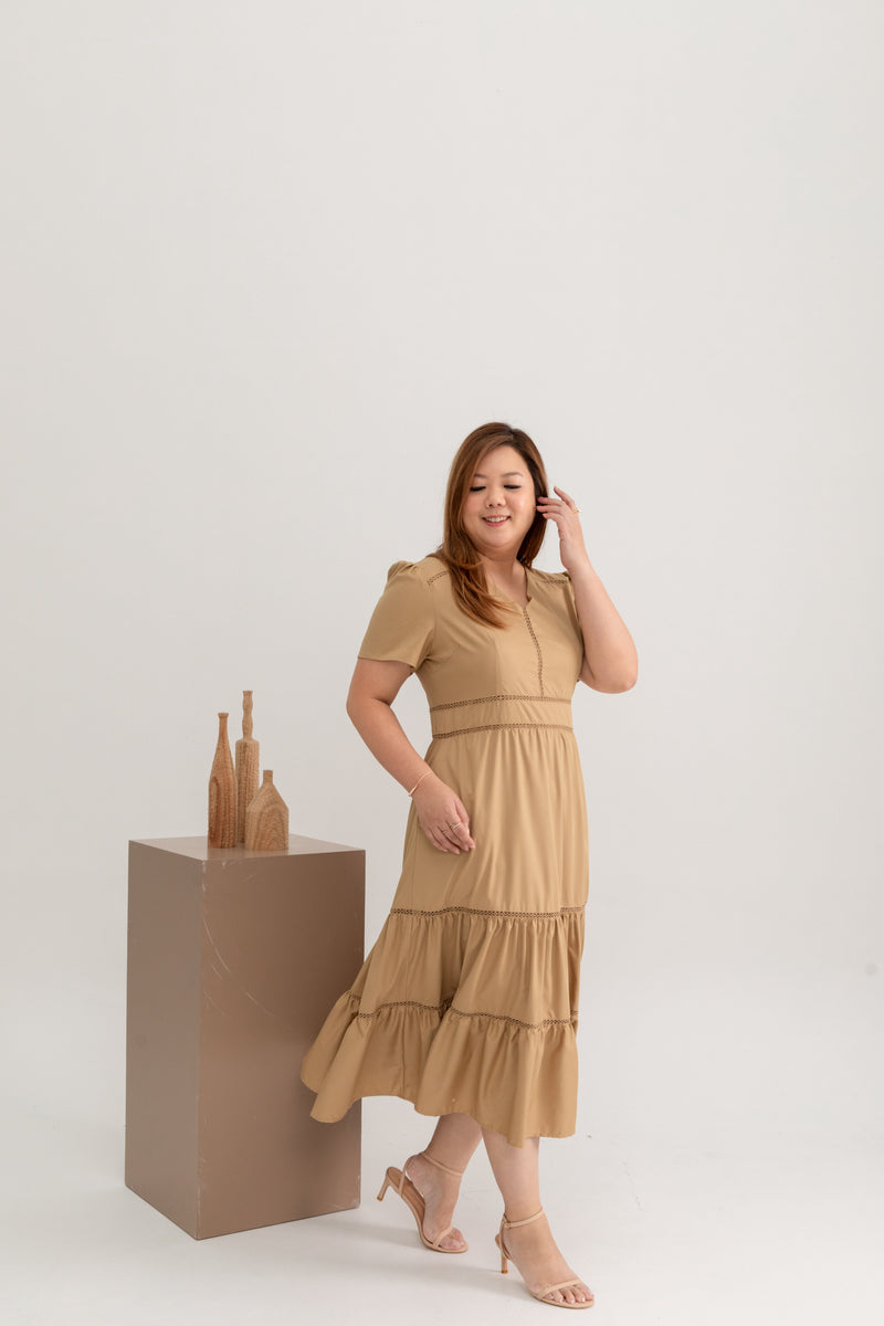 Harper Midi Dress (Khaki)