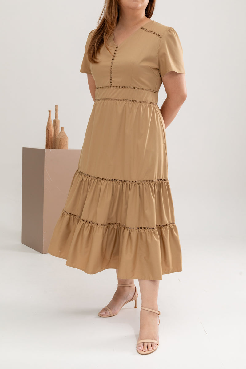 Harper Midi Dress (Khaki)