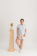 Embossed Cheongsam Top (Pastel Blue)