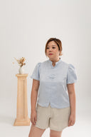 Embossed Cheongsam Top (Pastel Blue)