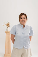 Embossed Cheongsam Top (Pastel Blue)