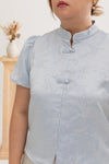 Embossed Cheongsam Top (Pastel Blue)
