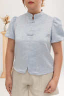 Embossed Cheongsam Top (Pastel Blue)
