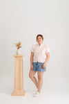 Embossed Cheongsam Top (Pastel Pink)