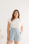(Co-ord) Elastic Day Shorts (Light Blue)