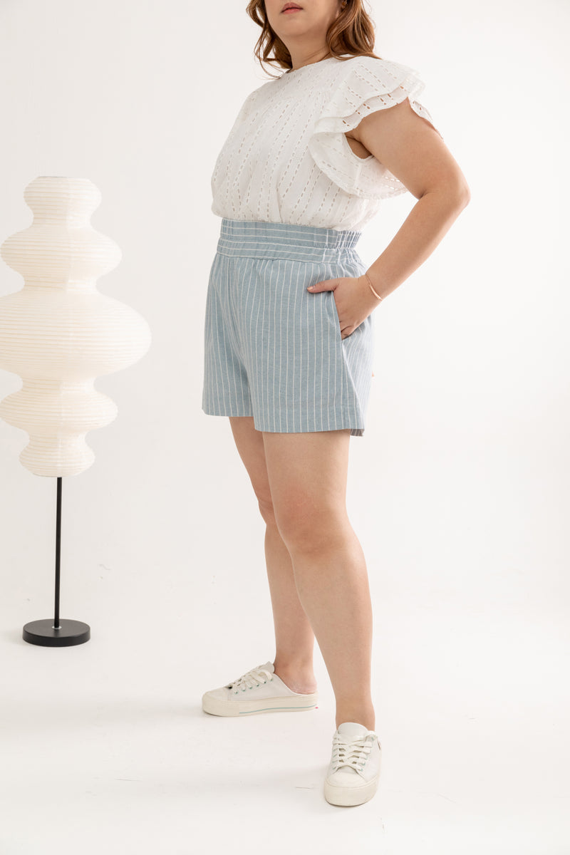 (Co-ord) Elastic Day Shorts (Light Blue)