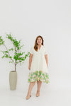 Colour Block Floral Hem Dress (Cream)