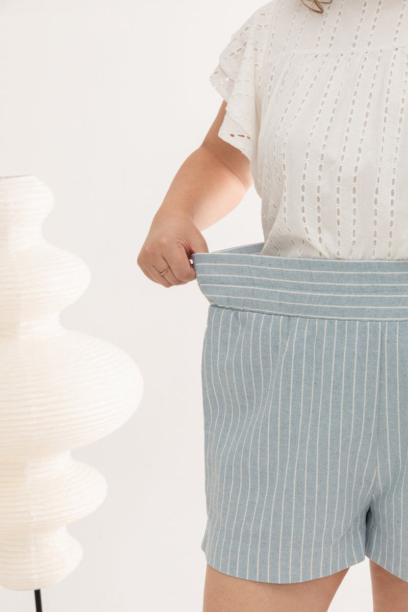 (Co-ord) Elastic Day Shorts (Light Blue)