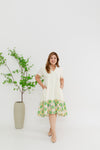 Colour Block Floral Hem Dress (Cream)