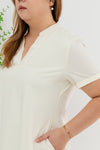 Colour Block Floral Hem Dress (Cream)