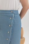 Asymmetrical Denim Midi Skirt (Blue)