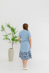 Colour Block Floral Hem Dress (Blue)